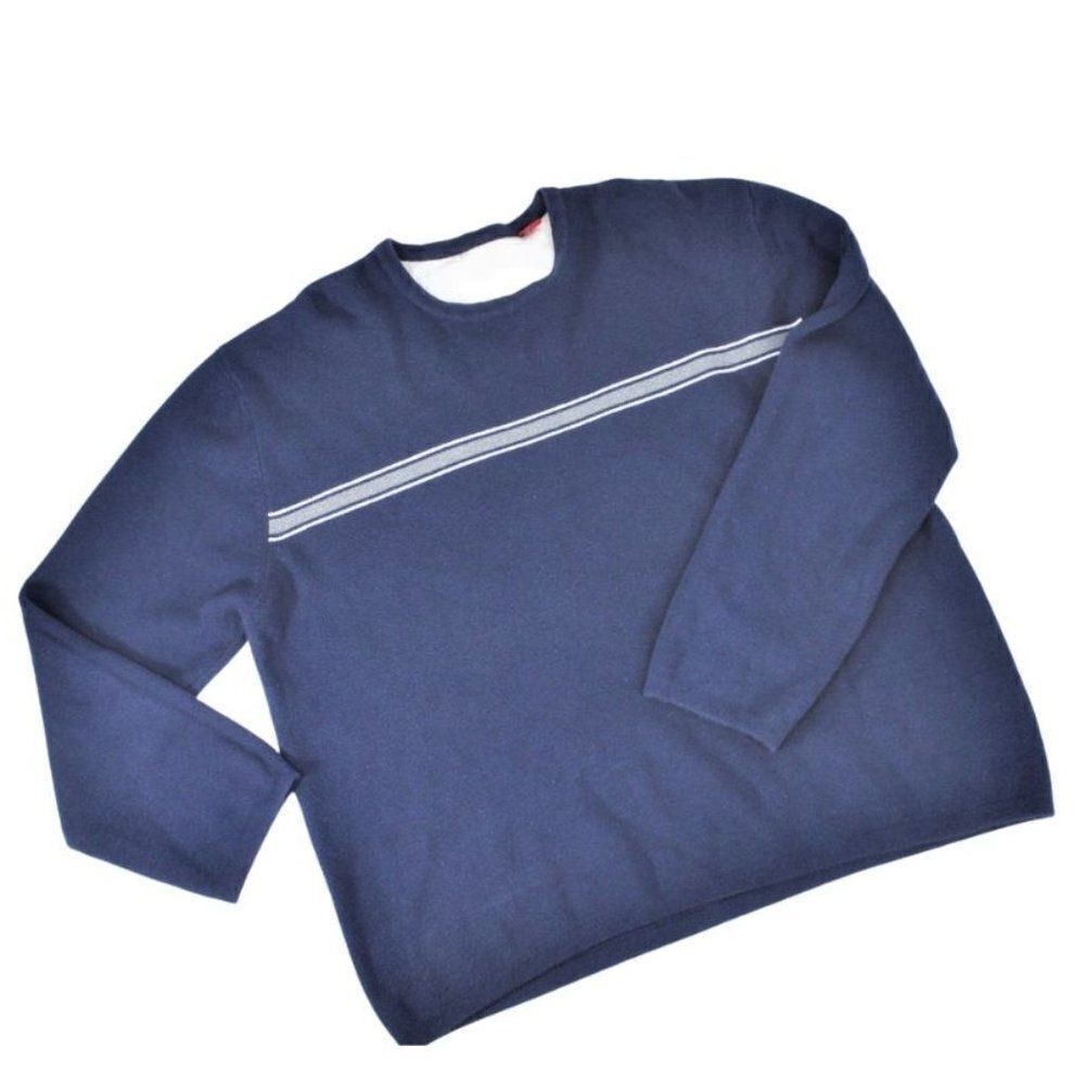 UNION BAY Sweater 90s Long Sleeve Crew Neck Heavy Knit Blue Gray White Size XL